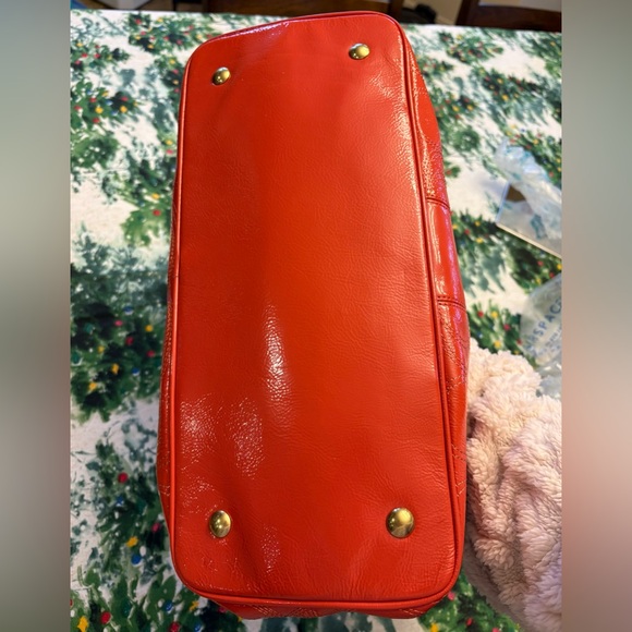 Coach Persimmon Signature Patent Leather Kiss-lock Satchel #F19215 NWT - Picture 9 of 11